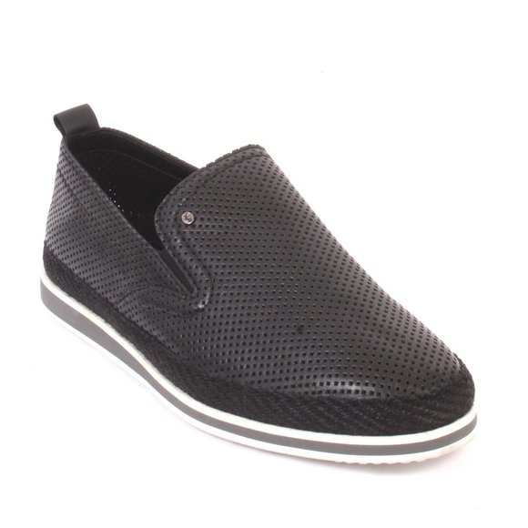 ROBERTO SERPENTINI 1824a Black Leather Slip-On Moccasins...